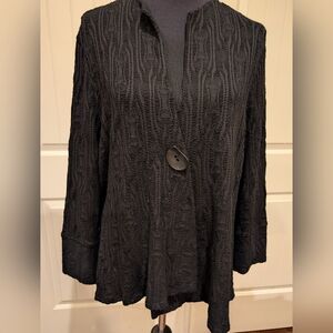 Tianello Black Textured Knit Cardigan